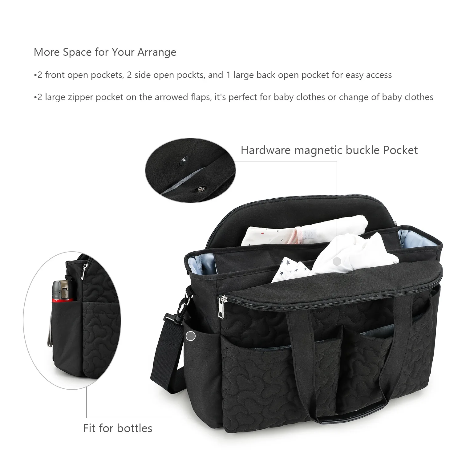 Maternity Travel Multifunctional Storage Bag Waterproof Shoulder Crossbody Diaper Bag Insulated Bottle Bag Stroller Compatible