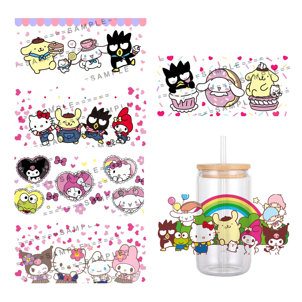 Japan Cartoon Sanrio Character UV DTF Transfer Sticker Waterproof Transfers Decals For 16oz Glass Cup Wrap Stickers