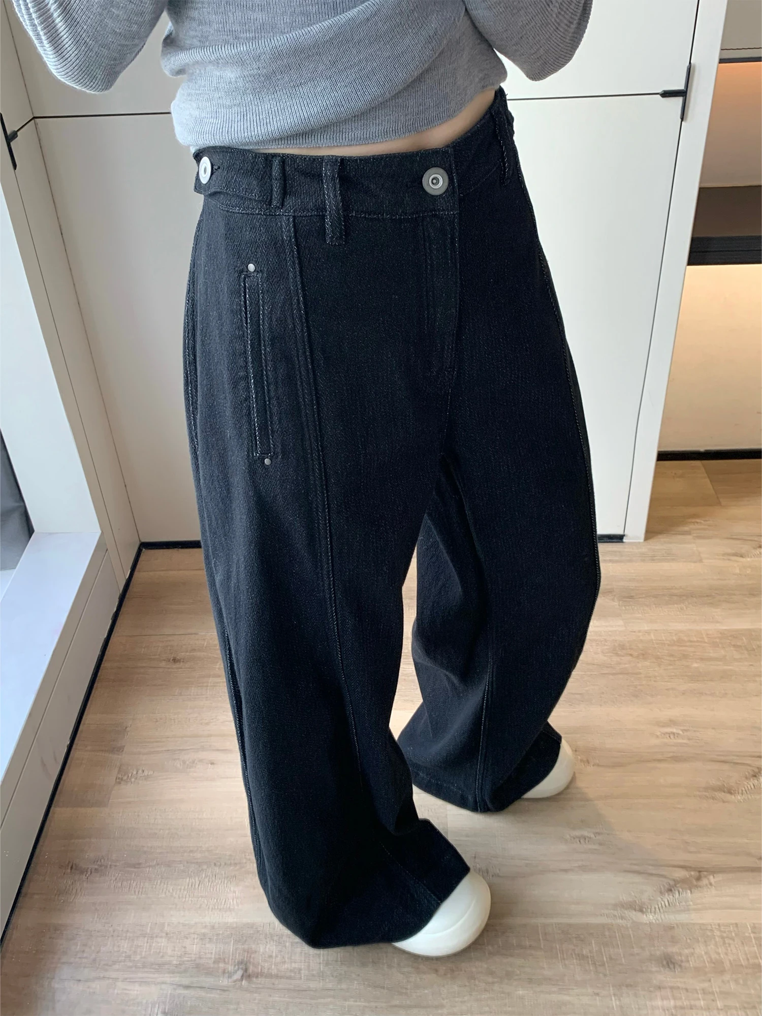 

Awencoat Women's Jeans 2025 New Sle Casual Texture Gingham Pattern Spring Autumn Loose Feel Knife Pants