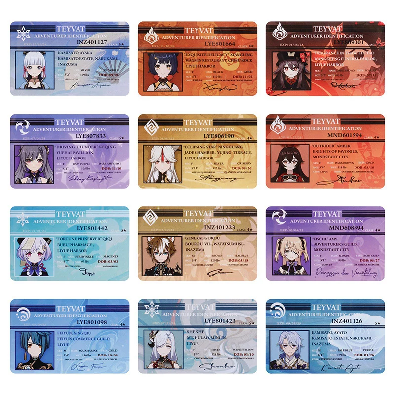 24 styles Genshin Impact Figures Raiden Shogun Student ID Card Animation Ryuguji PVC Name Cards For Fans Gift Cosplay