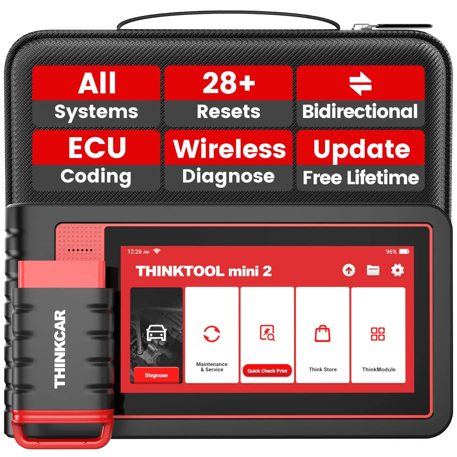 THINKCAR THINKTOOL MINI 2 CANFD Auto Car Diagnostic Tools Obd2 Scanner Bi-directional ECU Coding 28 Resets Full System Scan Tool