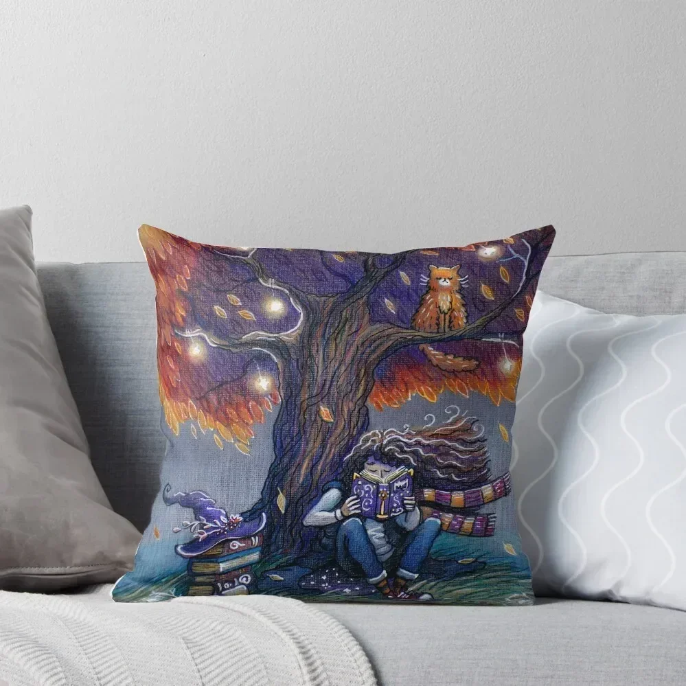 

Young witch reading magic book Throw Pillow Decorative Cushions For Living Room Christmas Cushion For Home pillow