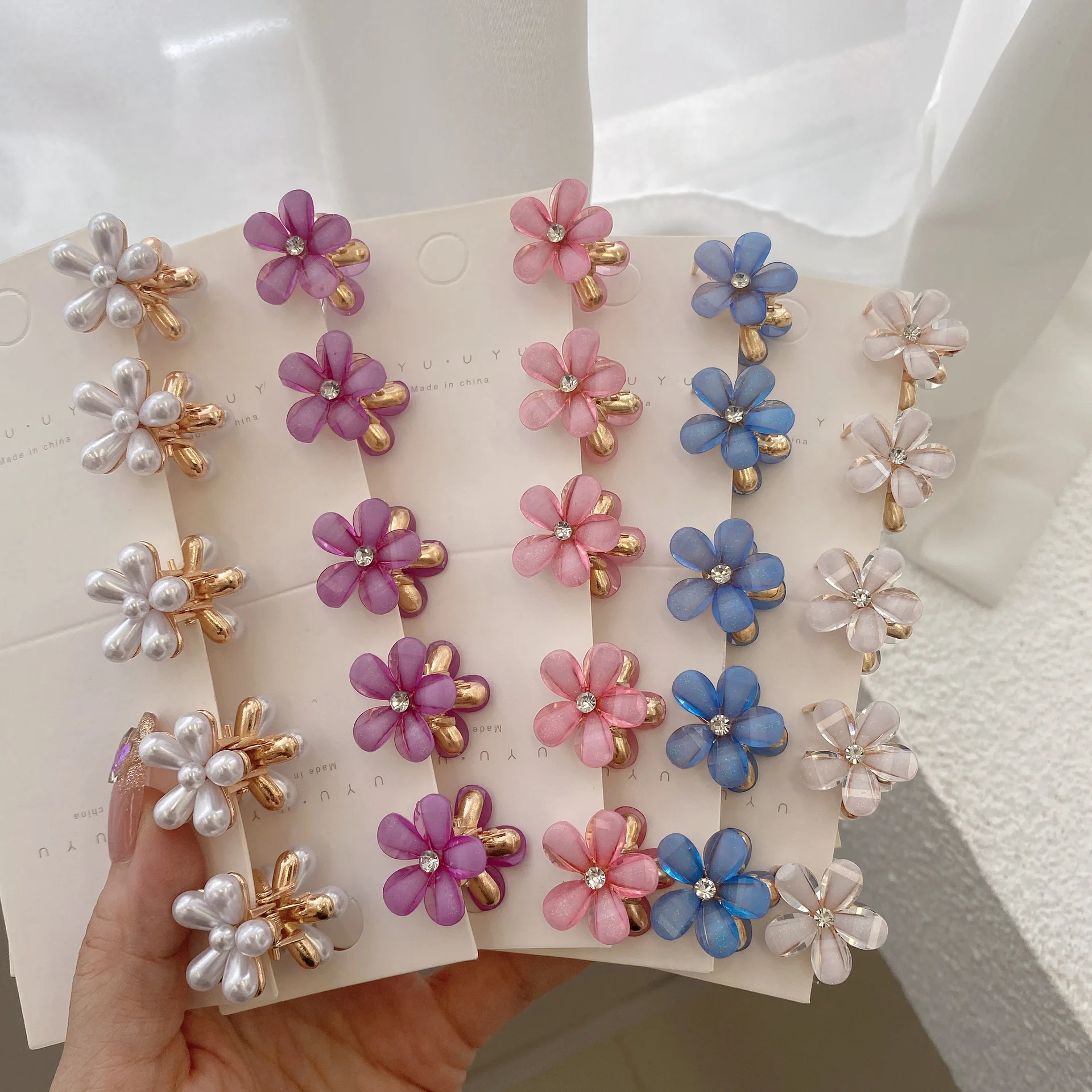 New Fashion Bangs Catch Clip Crystal Flower Side Hairpin Crab Claw Mini Temperament Top Clip Hair Accessory HAIR CLIP FOR GIRL