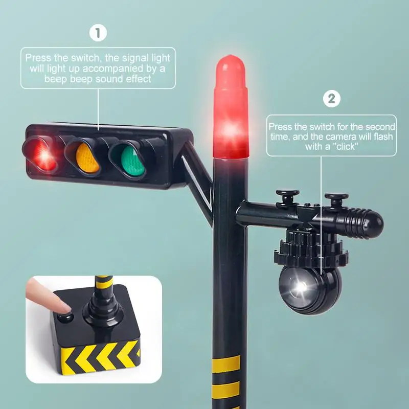 Mini Traffic Signal Light Toy Model Simulation Road Sign Scene LED Kid Traffic Safe Education Learning Toy Car Accessories