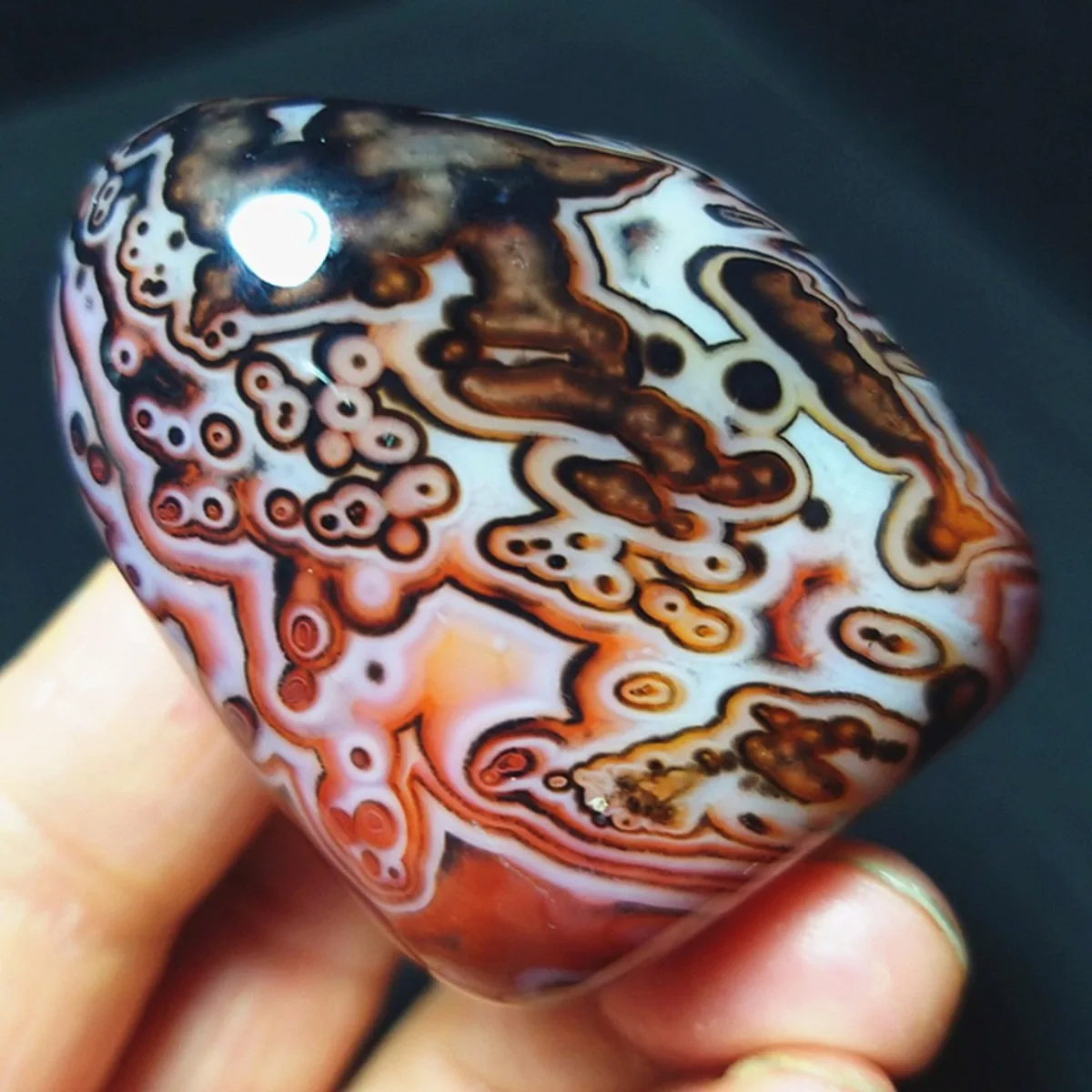 Gift Stone Banded Agate Palm Stone, Tumbled Polished, Earth Mined, Home Decor, Natural Stone, Crystal Collection, Table Display