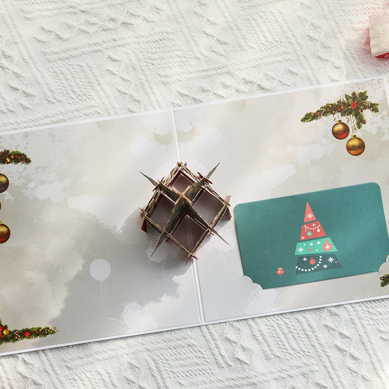 3D Pop Up Greeting Cards Merry Christmas Cards Envelope New Year Greeting Cards Gifts Blessing Postcard Gift Card Xmas Party