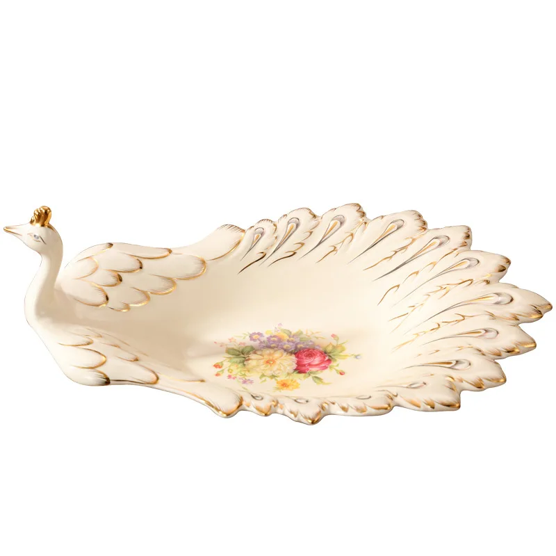 fruit plate living room coffee table ornament peacock home modern ceramic fruit plate creative housewarming wedding gift