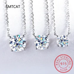 Moissanite Diamond 6.5mm 1CT Necklace For Woman Pendant 925 Silver Necklace For Women Chains Party Bridal Fine Jewelry