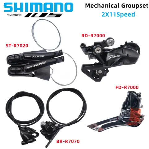 SHIMANO 105 R7020 R7070 2x11Speed Hydraulic Disc Brake Groupset ST-R7020 BR-R7070 FD RD Derailleur Road Bike Bicycle Mini Set