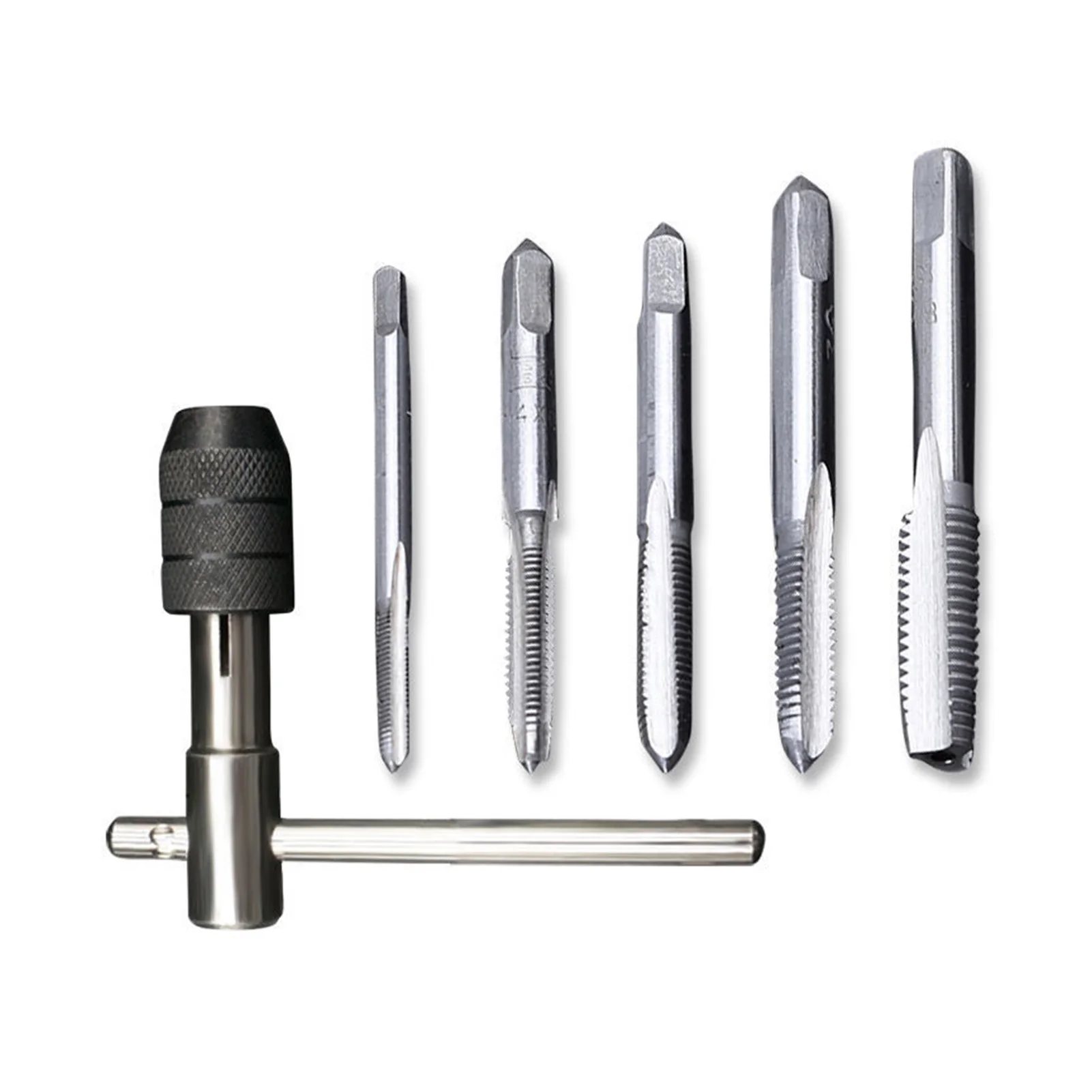 

6 Pcs Steel Screw Thread Tap Wrench Iron Drill Set Triangular Handle Bit Home Decirations Pin Vise Drill Bit Set