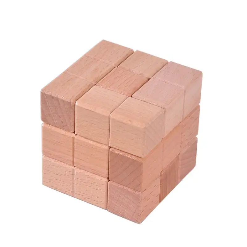 Wooden Cube Puzzle 3D Mind Educational Brain Teaser Soma Puzzles Game