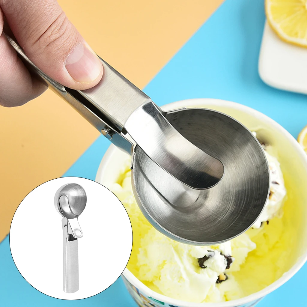 ملعقة آيس كريم من الفولاذ المقاوم للصدأ، ملعقة فواكه إبداعية على شكل كرة ثلج مع مقبض غير لاصق لأدوات المطبخ المنزلية #3