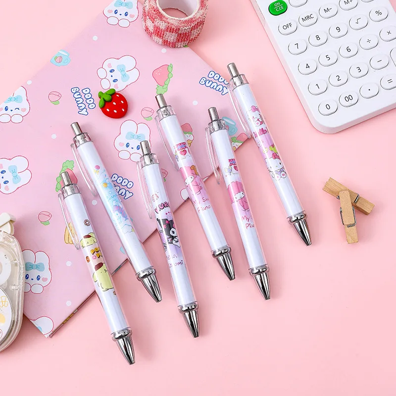 Wholesale 6pcs Sanrio Gel Pen Kawaii Hello Kitty Mymelody Kuromi Office Signature Pen Stationery Student Writing School Supplies