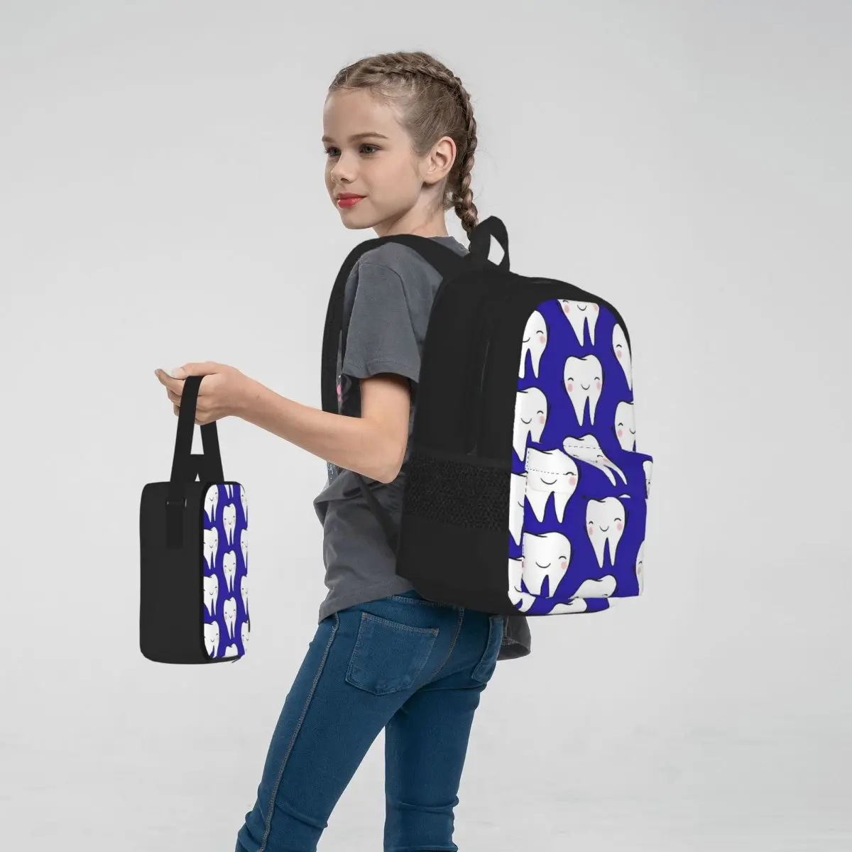 Dentist Tooth Teeth Backpacks Boys Girls Bookbag Students School Bags Cartoon Kids Rucksack Lunch Bag Pen Bag Three-Piece Set