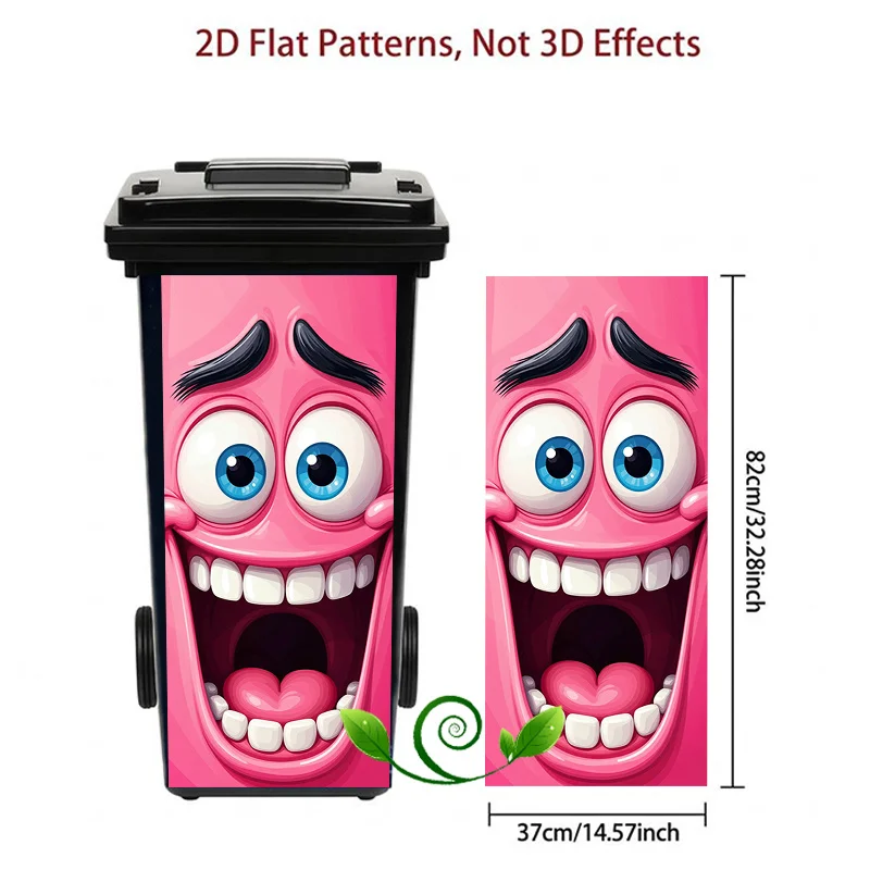 1pc Pink Funny Expression Themed Trash Can Decal Wall Sticker, suitable for outdoor trash cans, walls and home decoration