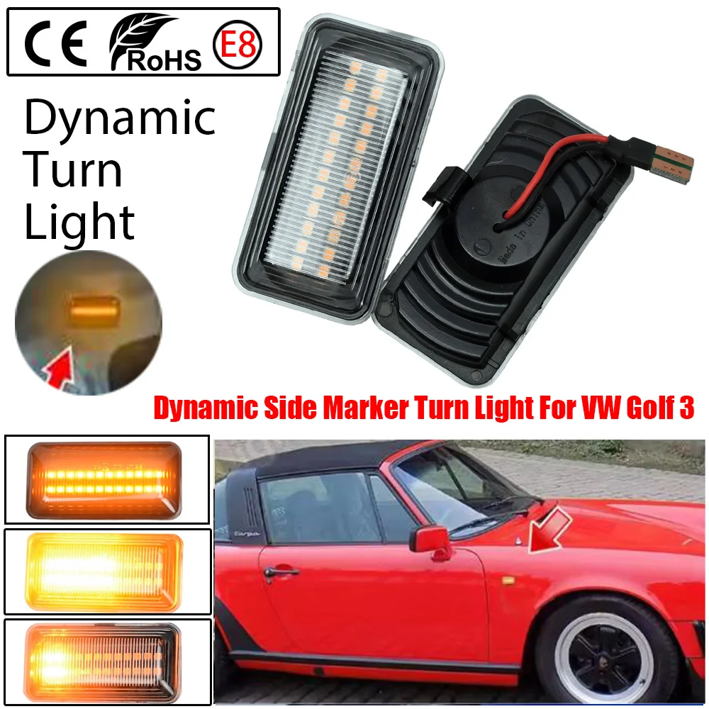 For VW Golf 2 3 Van/Variant/Cabriolet/Hatchback/Estate Dynamic LED Turn Signal Blinker Lamps