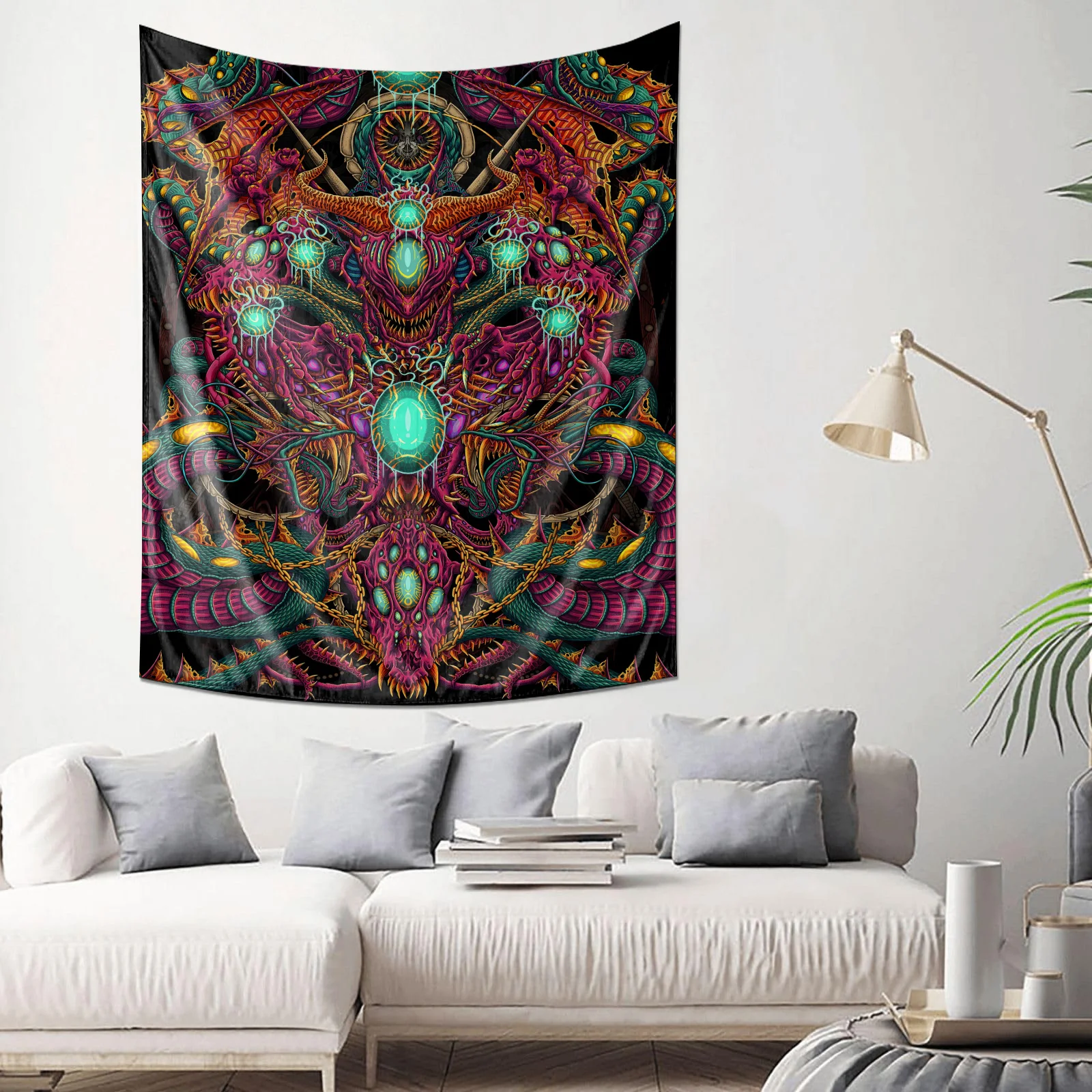 Psychedelic Monster Tapestry Trippy Dragon Art Wall Hanging Boho Home Decor Living Room Bedroom Aesthetic Hippie Woven Blanket
