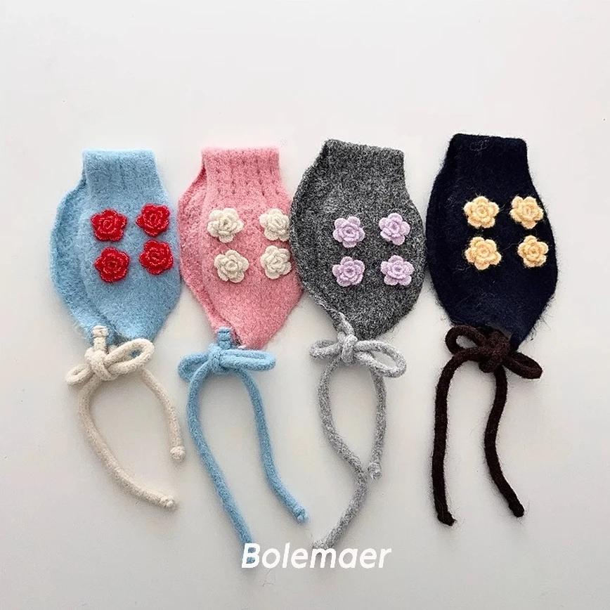 2025年新作-韓国風-同様-3dフラワーレースアップニットヘッドバンド-個性的デザイン-多用途-保温スカーフ-イヤーマフ
