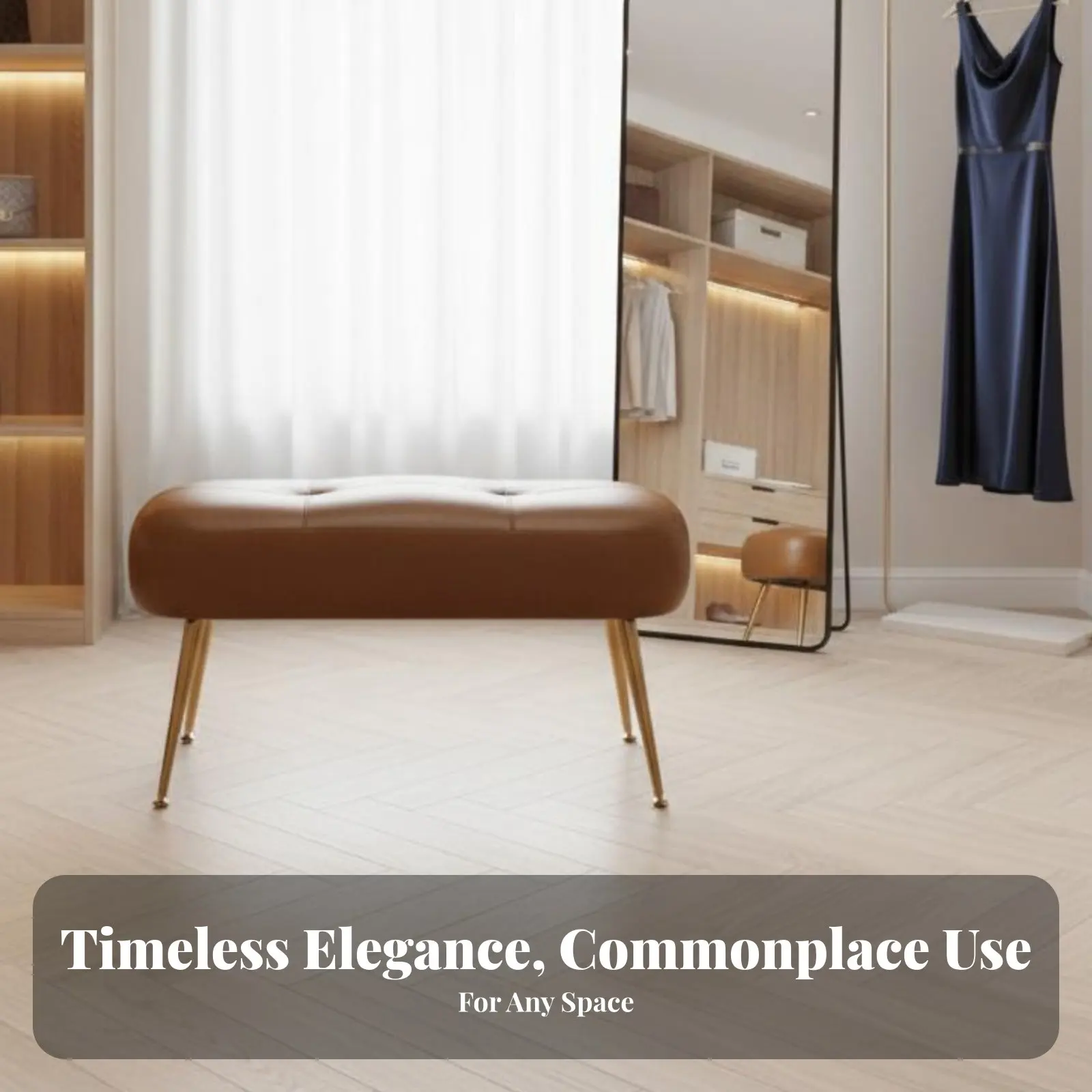 Metal Frame Entryway Bench Retro Design Indoor Furniture Luxury Design Firm Density Foam Filling for Cloakroom