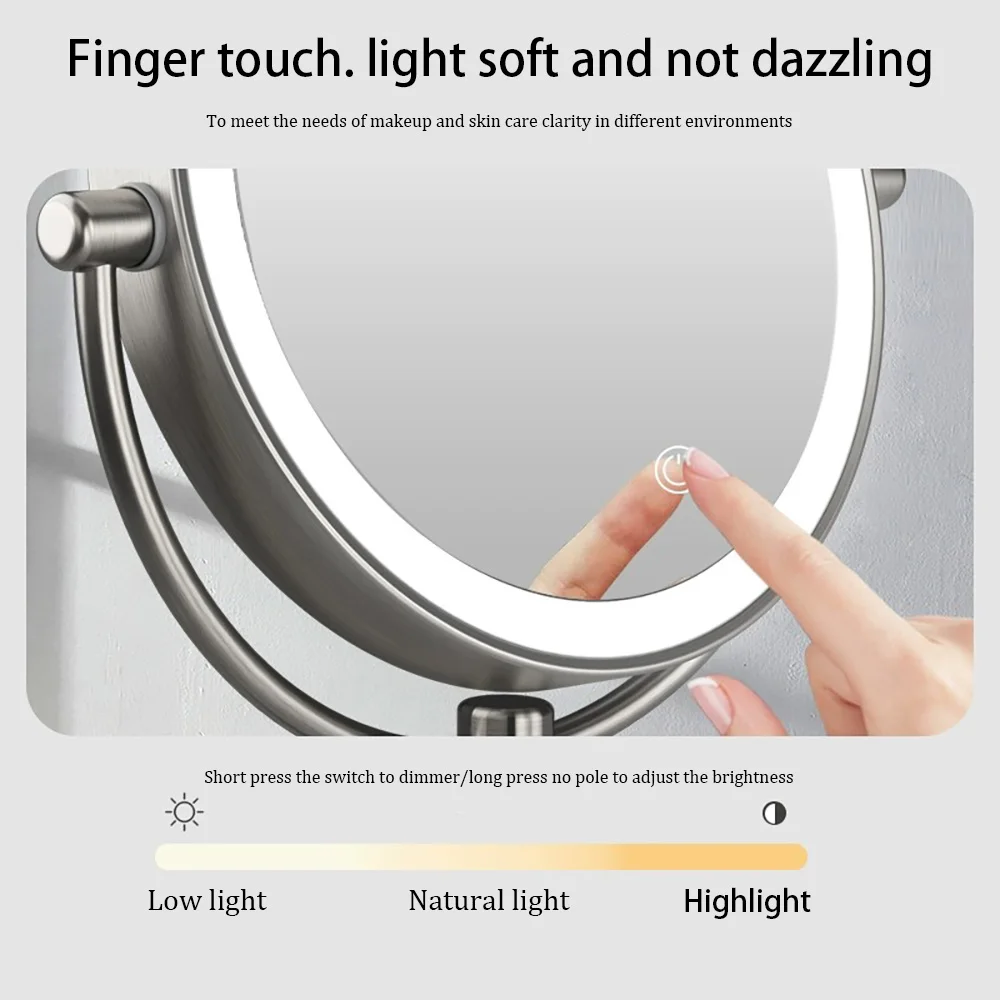 Vanity Mirror with Lights,3 Color Lights Makeup Mirror，Bathroom Double Sided Magnifying Mirror，360° rotation