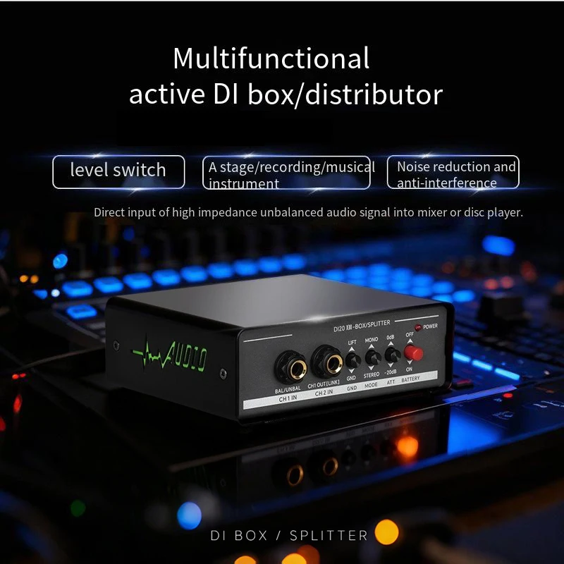 

Многофункциональный активный DI-бокс-распределитель с двумя каналами, вращающимся балансировочным механизмом, для гитаристов, с эффектами обработки сигнала.