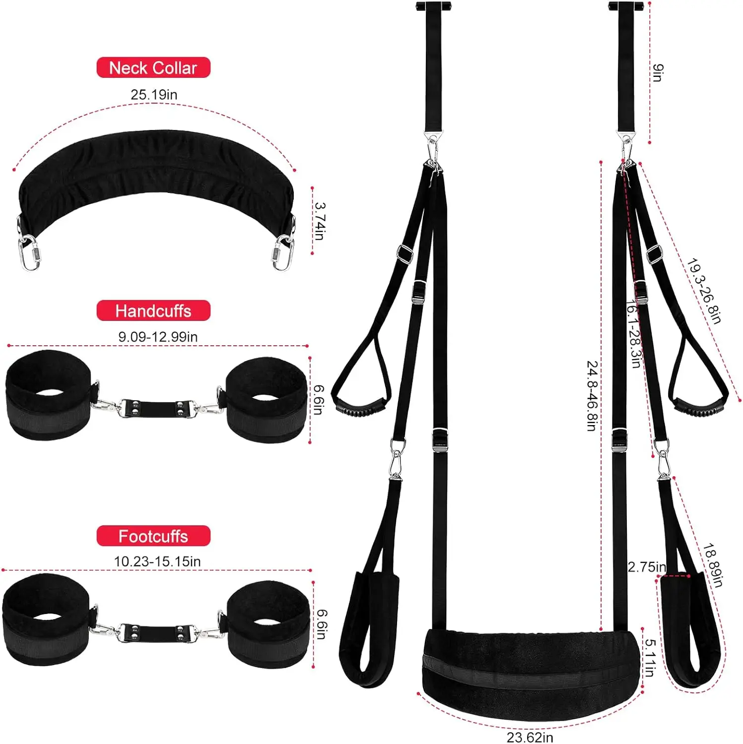 5 in 1 Sex Sling Swings BDSM Bondage Hangmat Kit Door Swing Hammock Womens Wrist and Thigh Ankle Sex Restraints Adults Toy