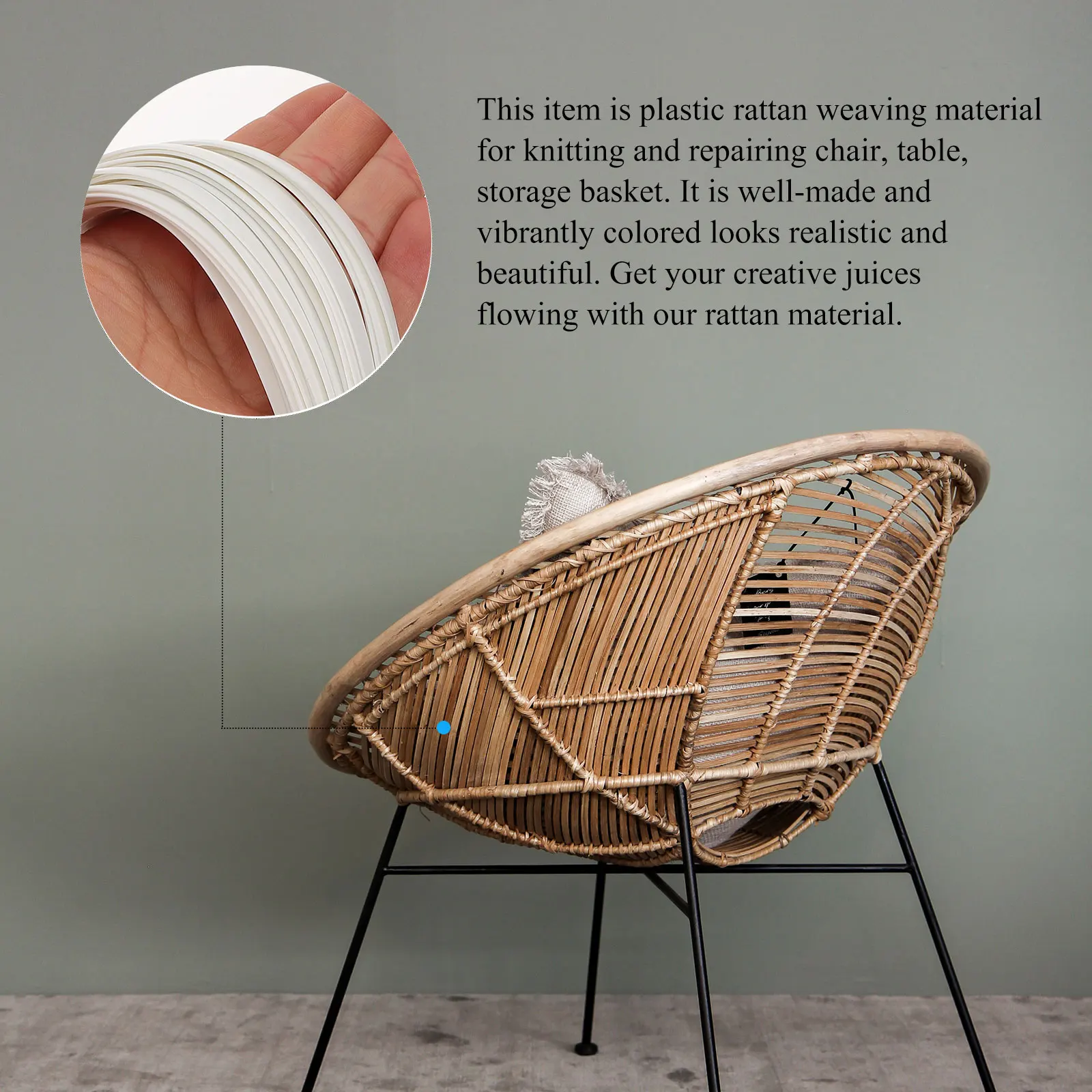 

Plastic Rattan Weaving Repair Material for Chair Furniture DIY Kit Durable PE Cane Webbing Supplies Crafts Cover
