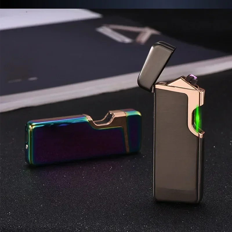 2025 USB Rechargeable Lighter Finger Laser Induction Ignition Metal Double Arc Windproof Lighter Men's Gift Smoking Accessories