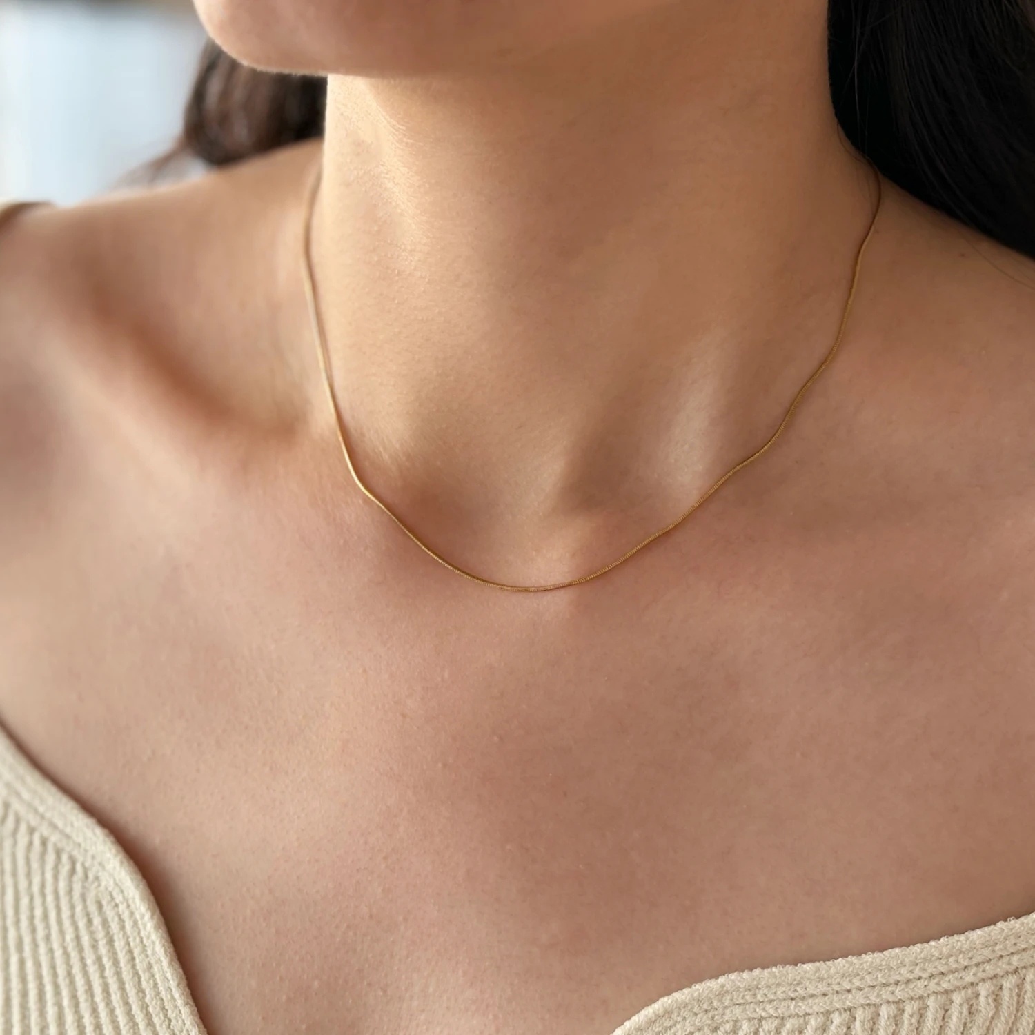 Minimalist Gold Color Snake Chain Necklace Mix And Match For Women Men Stainless Steel Twist Long Collar High Polished Non Fade