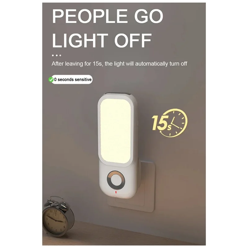 AA76-LED Induction Night Light Intelligent Wireless Plug-In Aisle Corridor Night Bedroom Night Light With Flashlight EU-PLUG