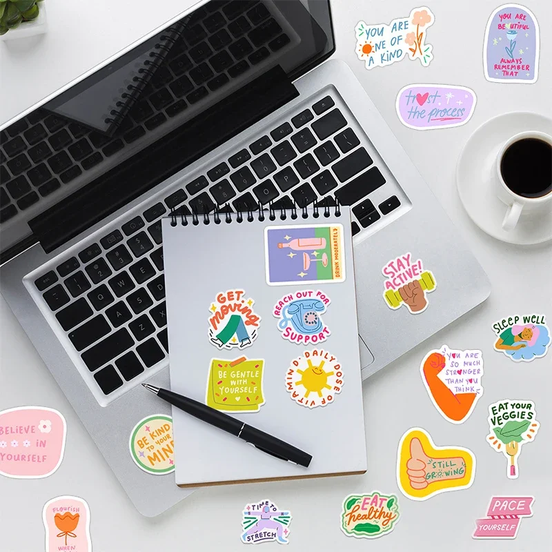 50 قطعة الكرتون ملهمة الكلمات ملصقات حزمة الإنجليزية تحفيزية عبارة الكتابة على الجدران الشارات DIY بها بنفسك الهاتف خوذة سكرابوكينغ المحمول #5