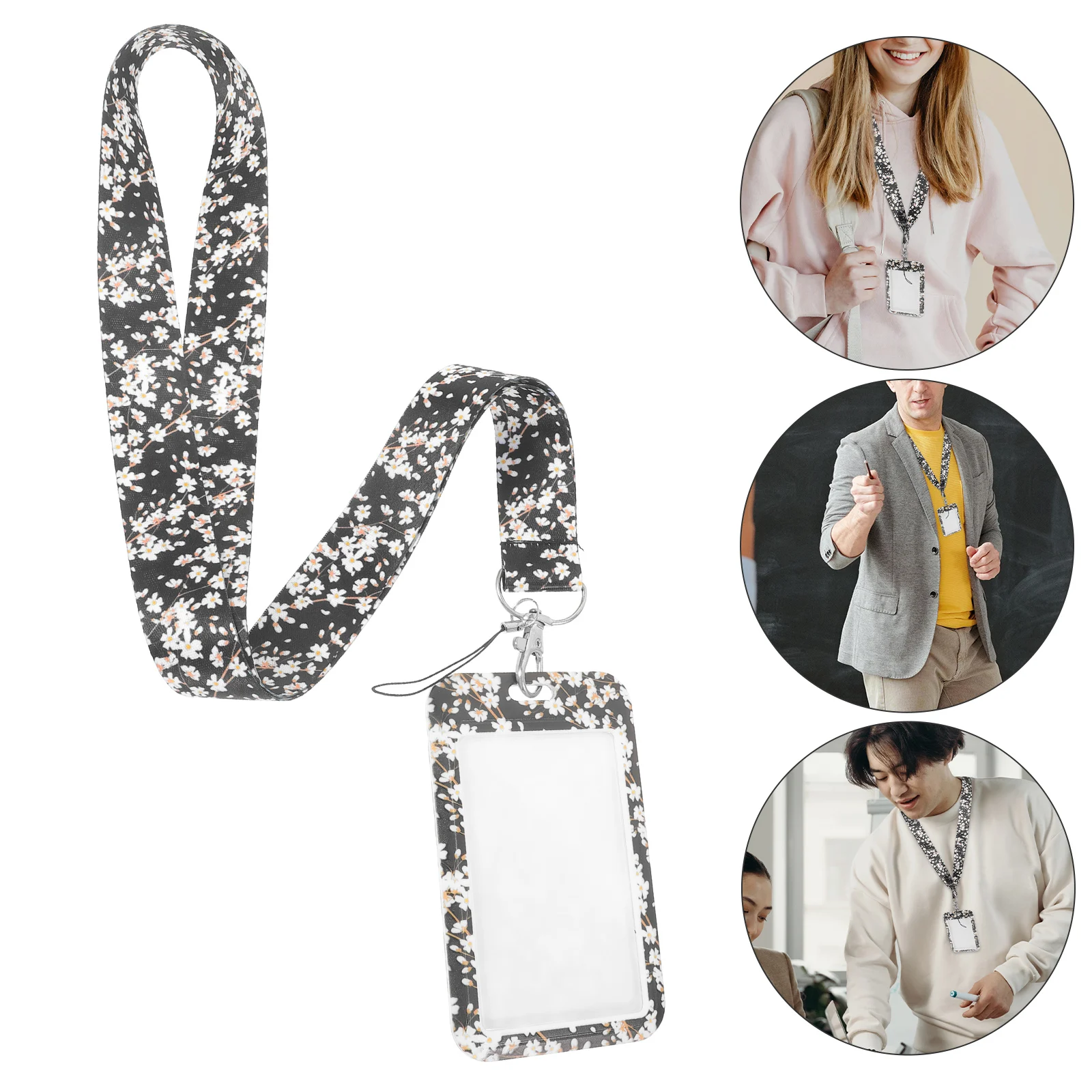 

Badge Holder With Lanyard Holder For Id Bus Cards Anti-Scratch Protective Sleeve Portable Name Tag Keeper Work School Student