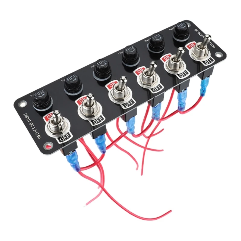 12/24V 6Gang ON-OFF Rockers Panel Waterproof with 10A Fuses for RVs Boats