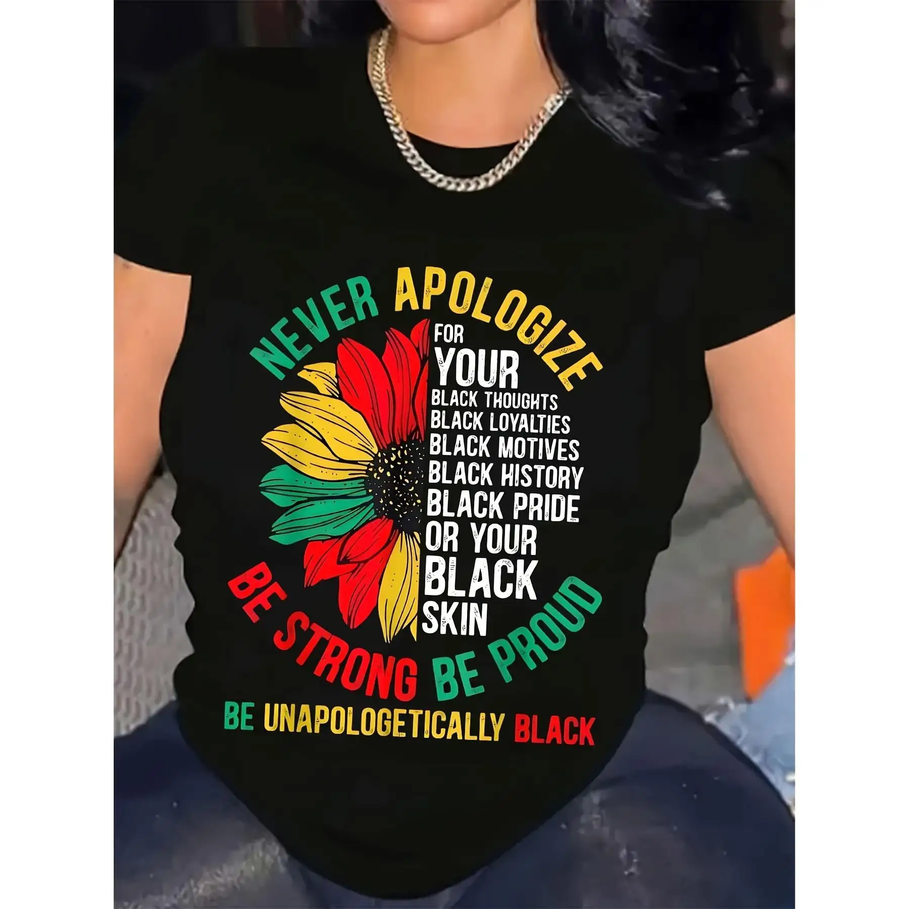 

Women's Juneteenth Queen Graphic Cotton T-Shirt - Soft Breathable Crew Neck Tee with Vibrant Cultural Print, Stars & Stripes