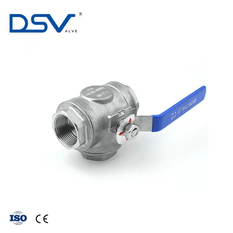 DSV Brand CF8 CF8M Stainless Steel 3 Way Ball Valve