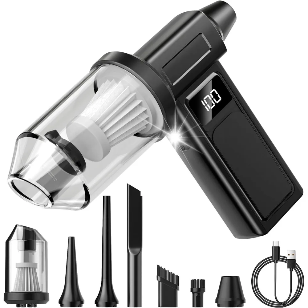 

Автомобильный пылесос Портативный беспроводной и электрический пылесос со сжатым воздухом 2-в-1-10000 мАч Аккумулятор 180000 об/мин 4-скоростной портативный, перезаряжаемый A