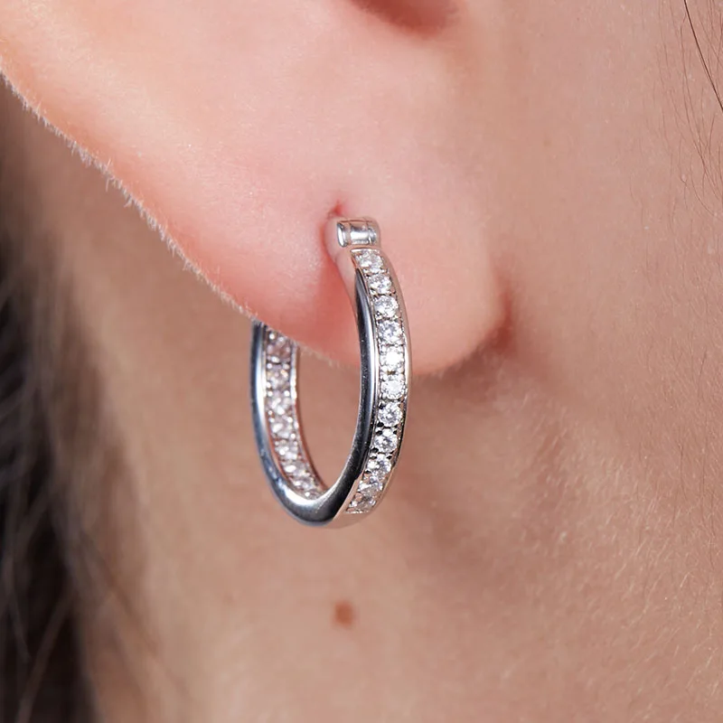 

2025 новейшие маленькие круглые серьги-кольца с муассанитом цвета D, стерлинговое серебро S925, высокое качество, блестящие для женщин, подарки