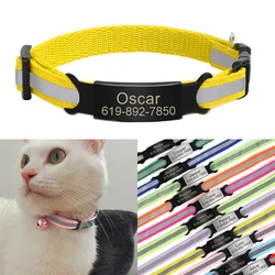 Reflecterende kattenhalsband gegraveerd veilige katten kittenhalsbanden met bel puppy huisdier ketting accessoires voor kat kleine hond chihuahua