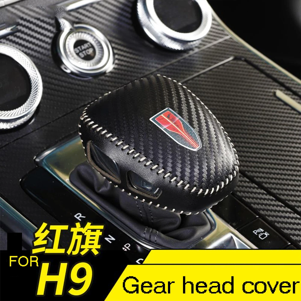 

For Hongqi H9 2020-2023 Accessories Car Gear Shift lever knob Handle Knob Frame Decor Sticker Cover Leather Garnish Decor