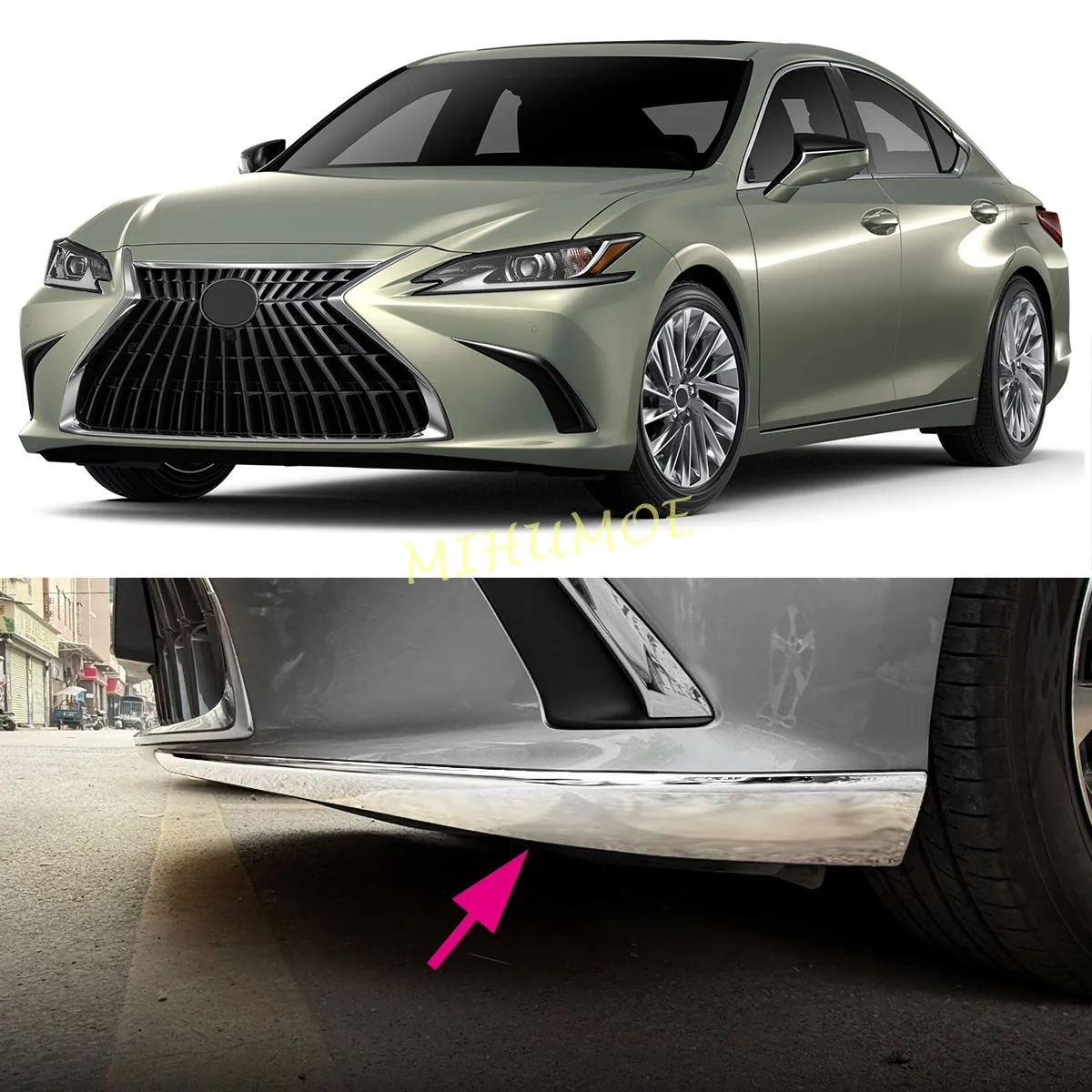 

For Lexus ES250 ES300h ES350 2019-2023 2024 2025 Car Front Bumper Side Corner Protector Cover Decorative Strip Stainless Steel