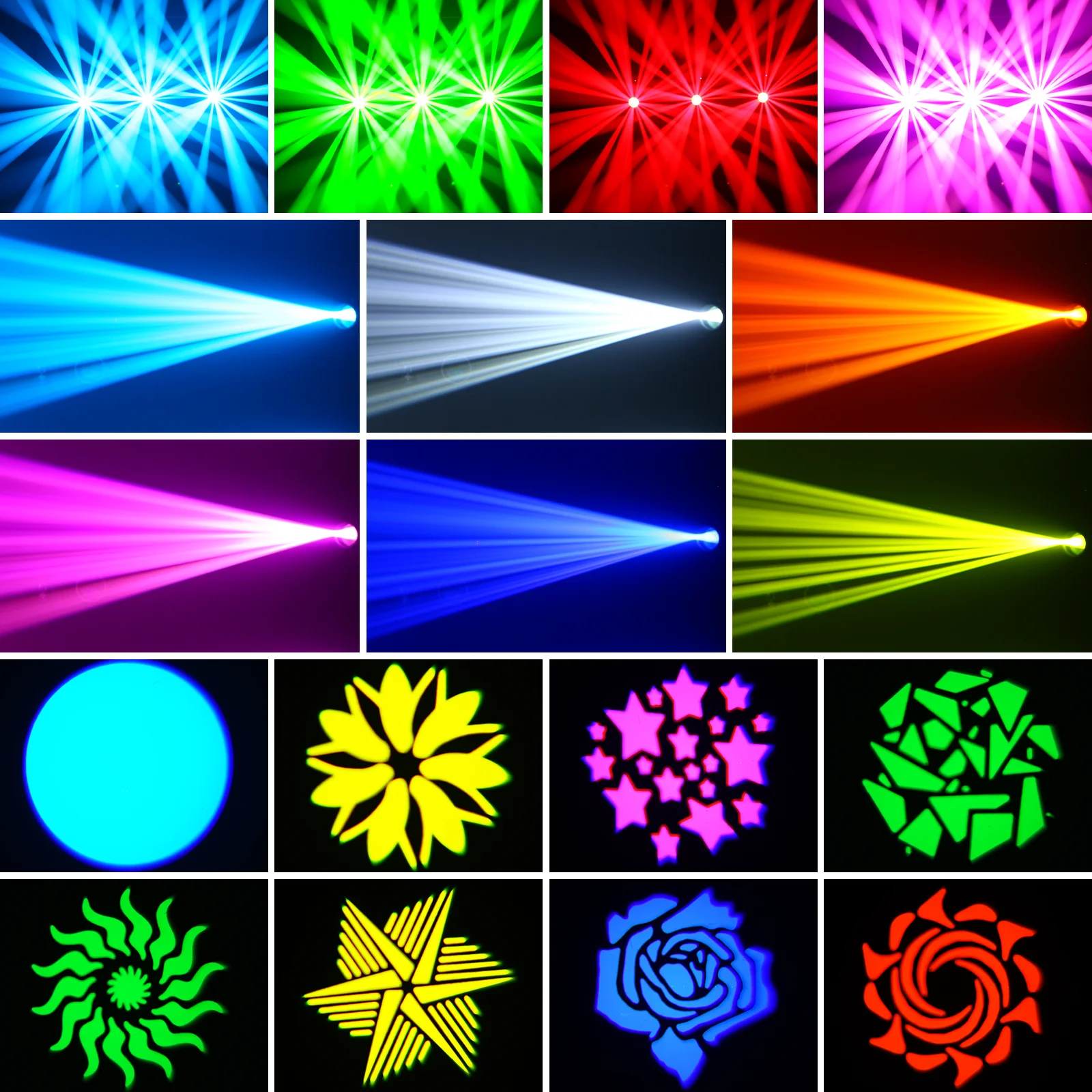 U'King 60W LED ضوء الرأس المتحرك الأبيض 4IN1 RGBW LED 7 Gobos شعاع ضوء المرحلة DMX512 التحكم عن بعد لحفلة عرض ديسكو DJ #3