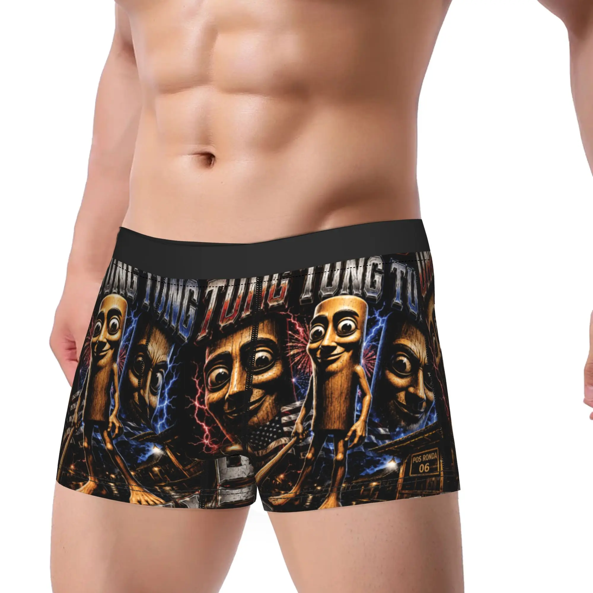 Tung Tung Tung Sahur Triple Face Italian Brainrot Meme Trunk 3D Pouch Underwear Quality Custom Boxer Brief Elastic Male Panties