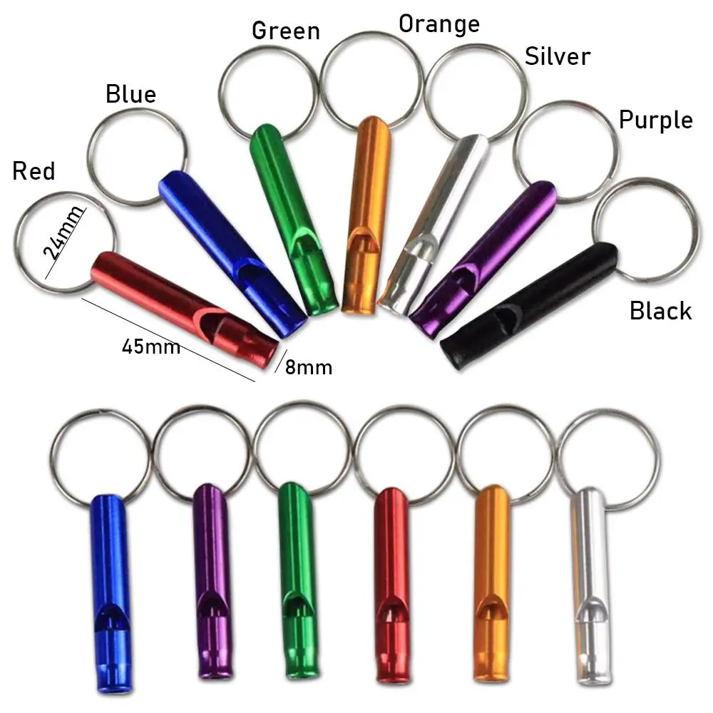 2PCS Camping Survival Whistle Small Size Colorful Whistle Aluminum Emergency Training Whistle With Keyring Outdoor EDC Tools