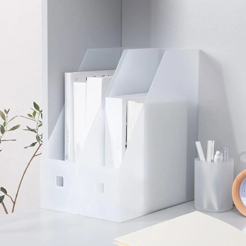 2pcs File Rack Document Organizer Desktop Holder 9*24*27cm Plastic Bookshelf Office Supplies Storage Container