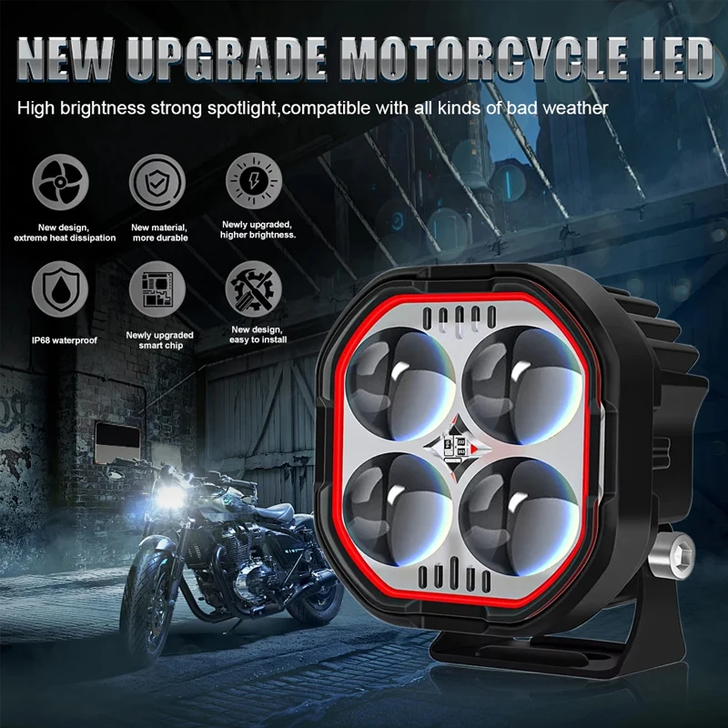 

Motorcycle spotlights led red work light Fog Lights Auxiliary motorcycle headlights additional lights motorcycle accessories