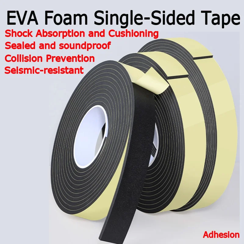 شريط سميك من إسفنج EVA أسود من جانب واحد للأبواب والنوافذ، عازل للصوت، ختم مقاوم للغبار، صدمة ميكانيكية وتأثير #5