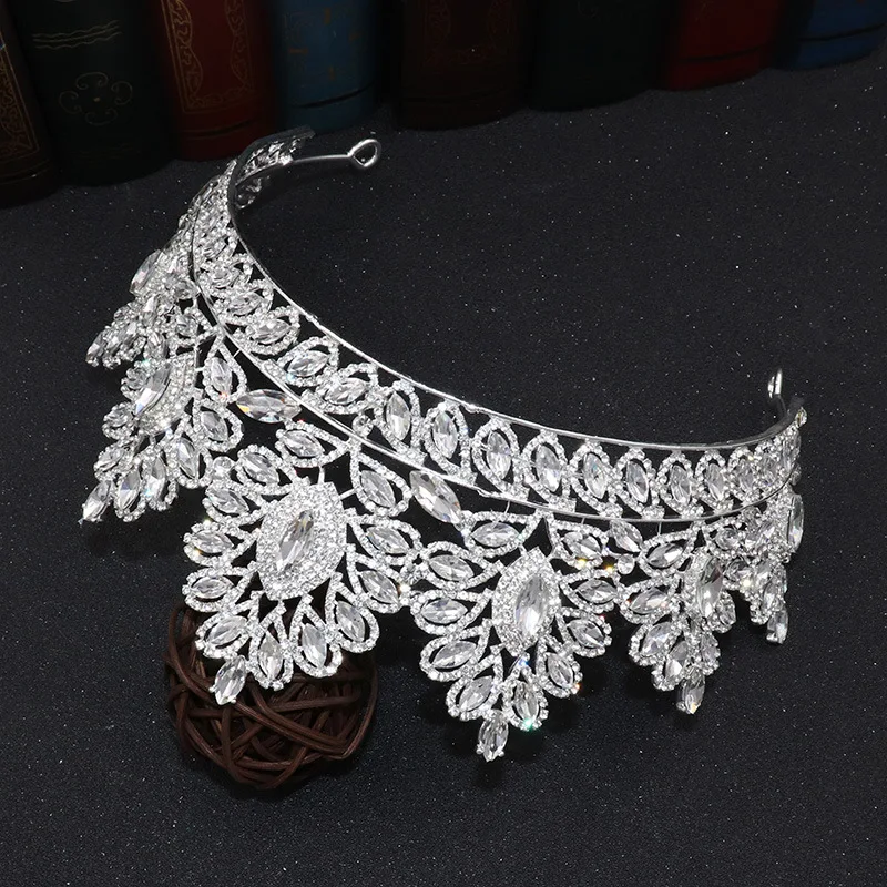 New Color Pink Rhinestone Diadems Exquisite Luxury Wedding Crown for Bride Rhinestone Crown for Wedding Hair Accessories