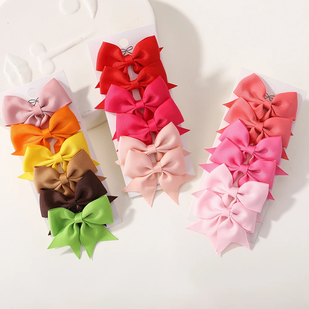 6PCS/Set Girls Bow Hair Clips Boutique Bowknot Hair Clip Children Handmade Headwear Hairbin for Girls Gift Baby Hair Accessories