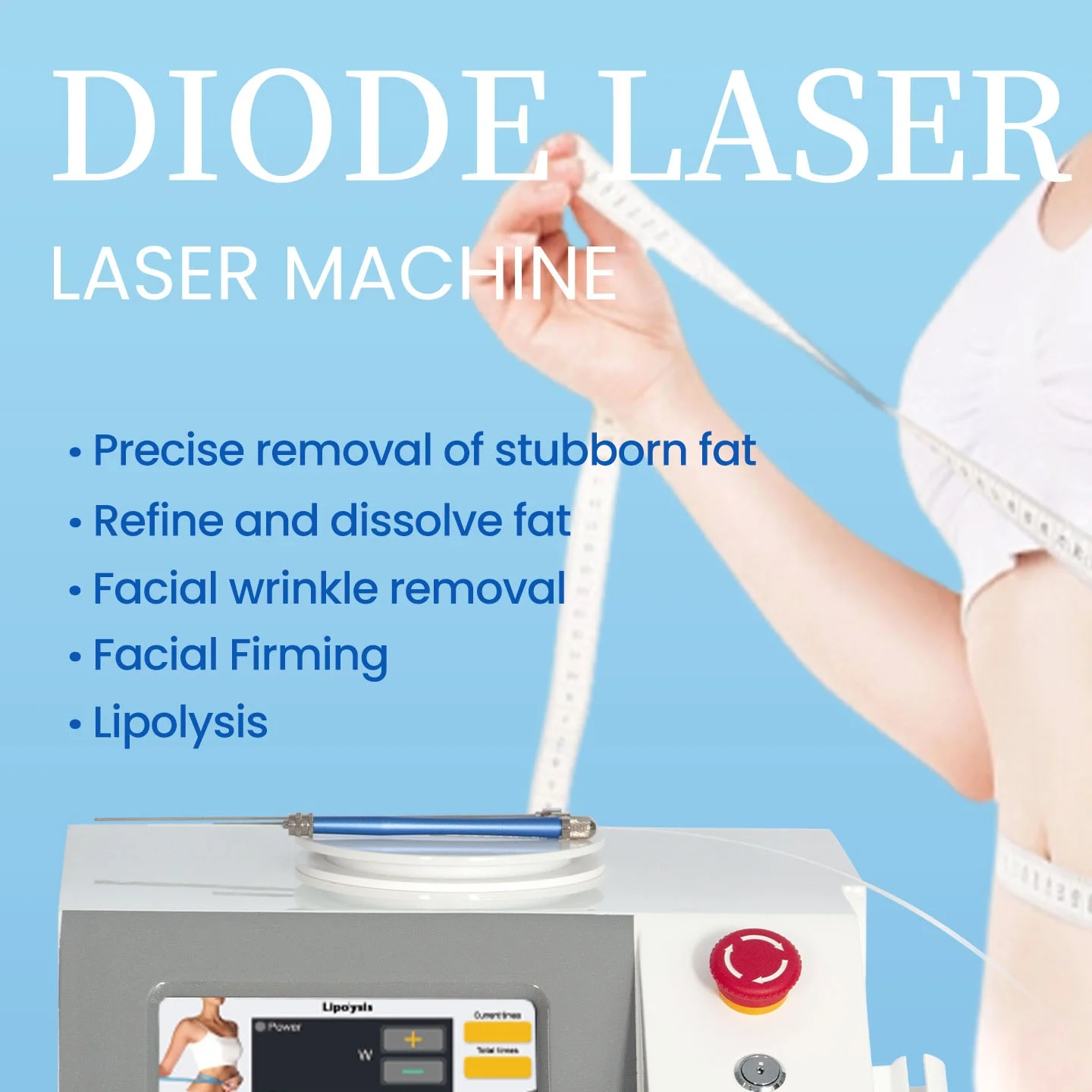 

Диодный лазер с двойной длиной волны 980 нм и 1470 нм для эндолазерного липолиза, уменьшения жира, коррекции фигуры и эндолифтинга