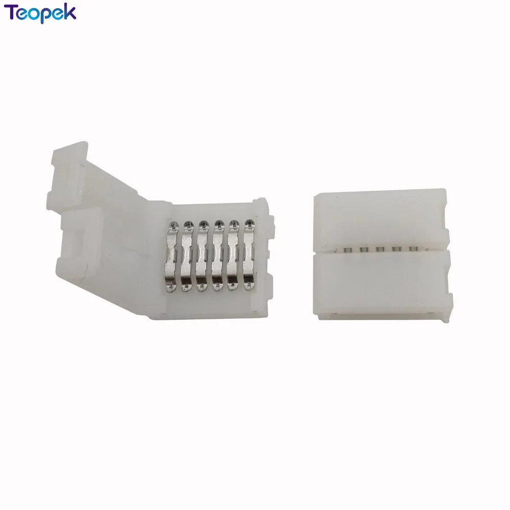 10pcs 6 Pin Strip to Strip 12mm Solderless FPC Snap Down Clip Board Connector for 12mm Width 6Pin RGB+CCT LED Strip